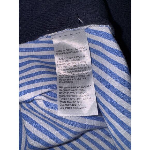 Chico's Blue & White Striped Knit One Button Cardigan Sweater Size 2 Large - Picture 3 of 4